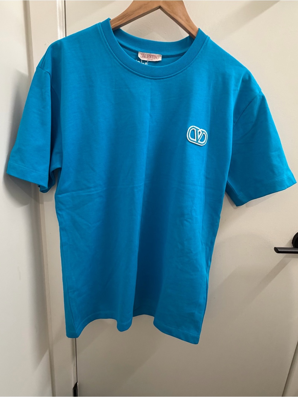 Valentino Turquoise Logo Crewneck Tee T-Shirt